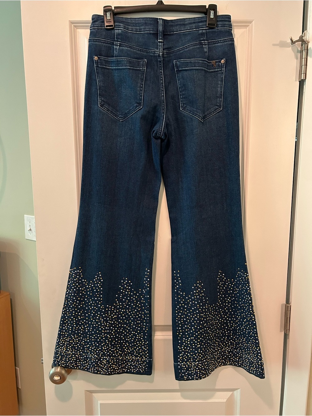 Pilcro Embellished Flare Leg Jeans - Dark Blue - Picture 4 of 8